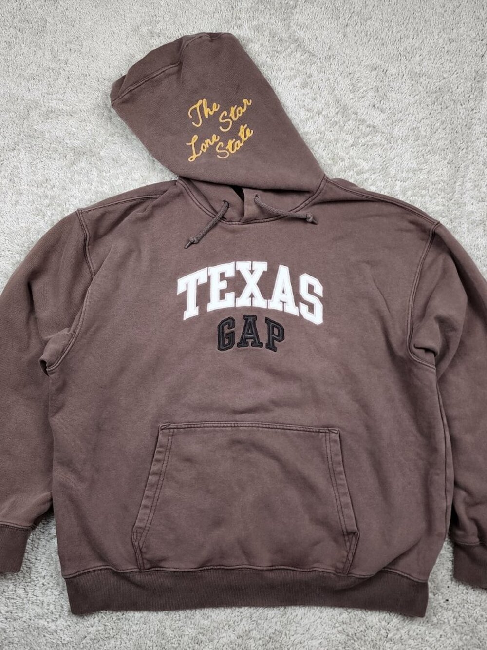 Gap Texas Special Edition Hoodie Brown Lone Star Womens Size Large L/G VTG Y2K
